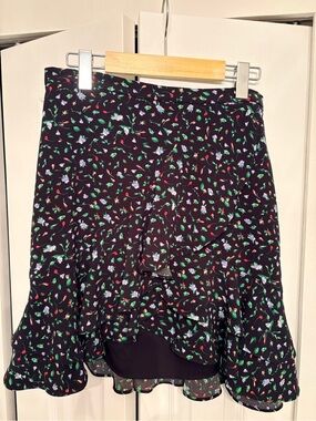 Club Monaco Black Floral Tiered Skirt, size 6